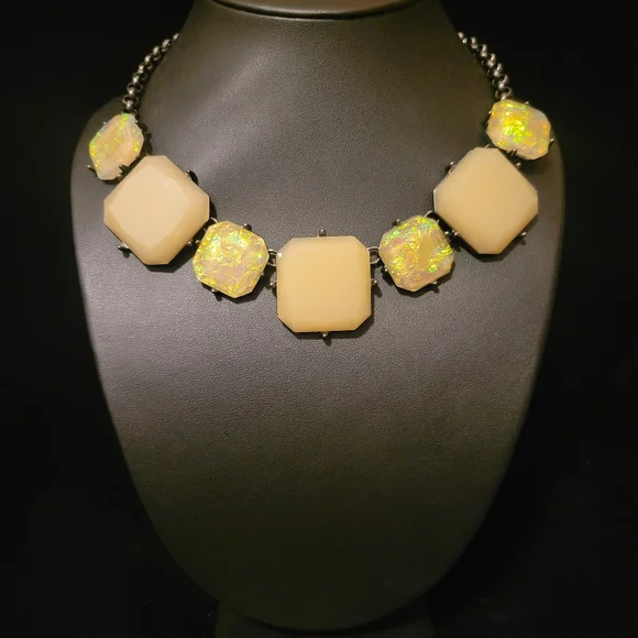 Estate Faceted Lucite & Dichroic Statement Necklace - Picture 1 of 5